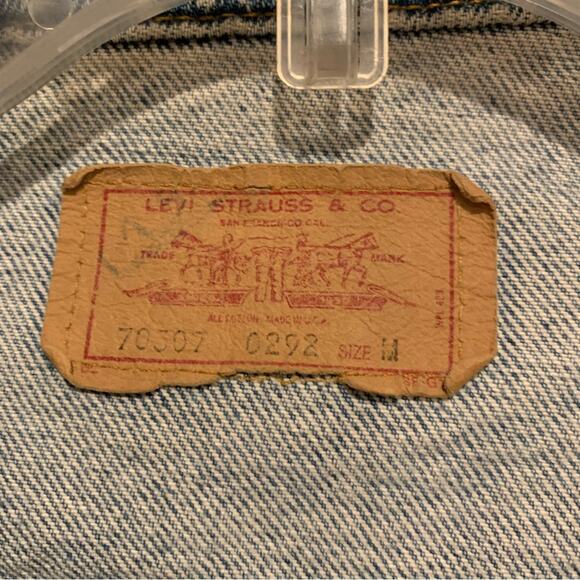 Levi's Retro Distressed Grunge Denim Screen Print 501 Button Front Vest Size M - Picture 9 of 16